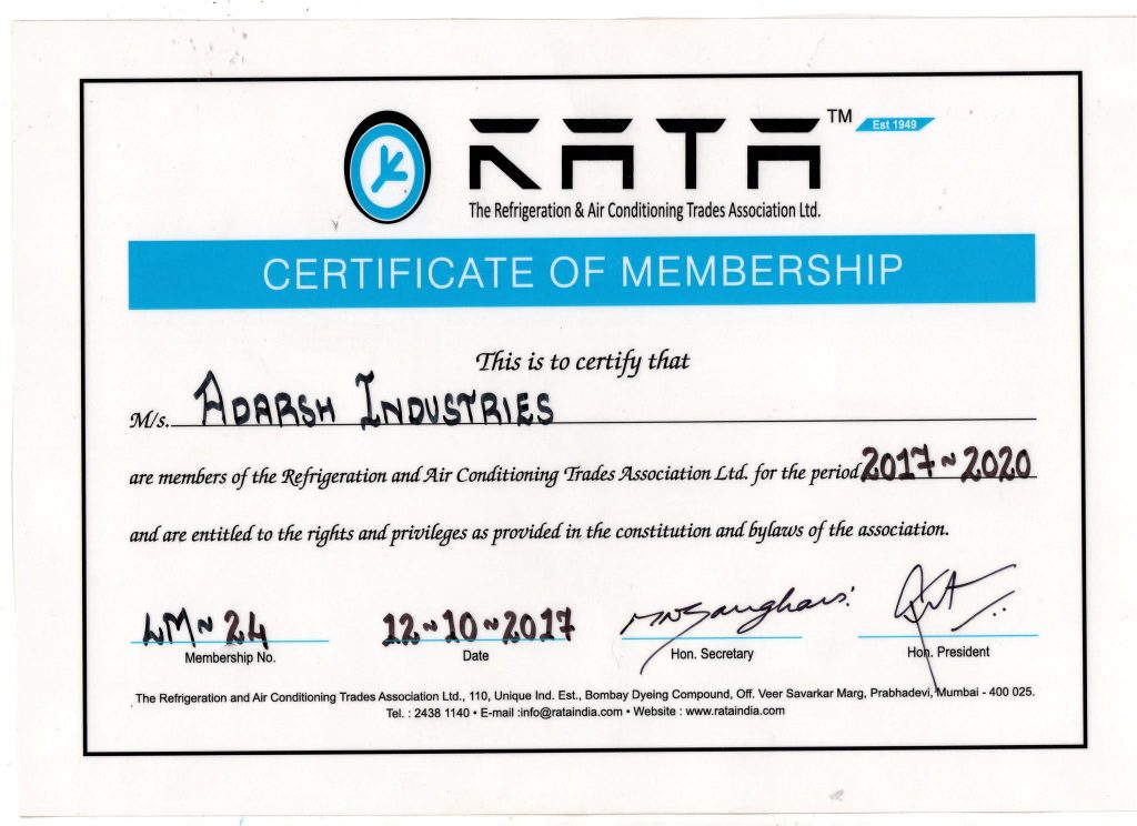 Adarsh Rata Certificate